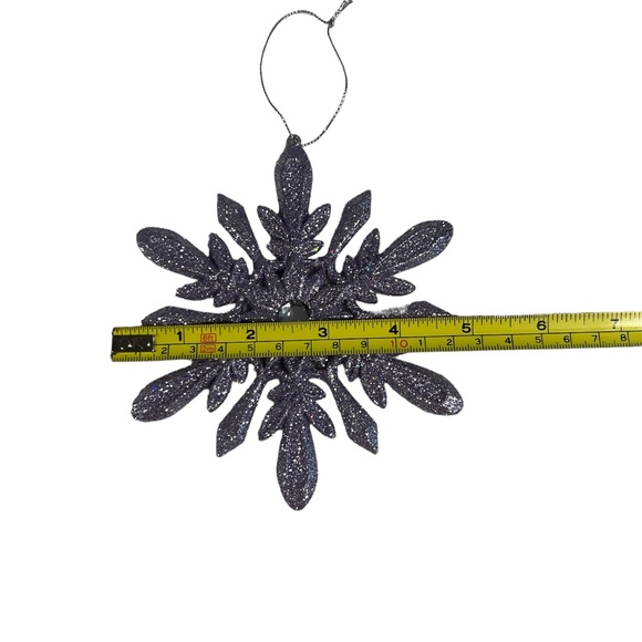 Set of 2 Sparkly Purple Snowflake Glitter Christmas Ornaments - Picture 5 of 6